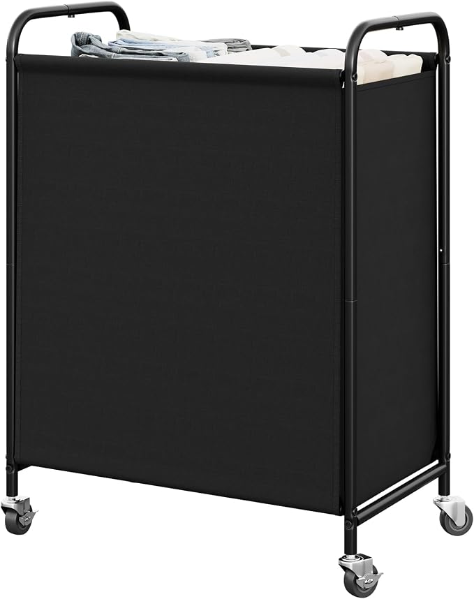 GRANNY SAYS 2 Section Laundry Sorter, 130L Large Hamper Basket with Wheels | Divided Black Hamper Cart, Rolling Organizer for Bedroom, Bathroom by GRANNYSAYS