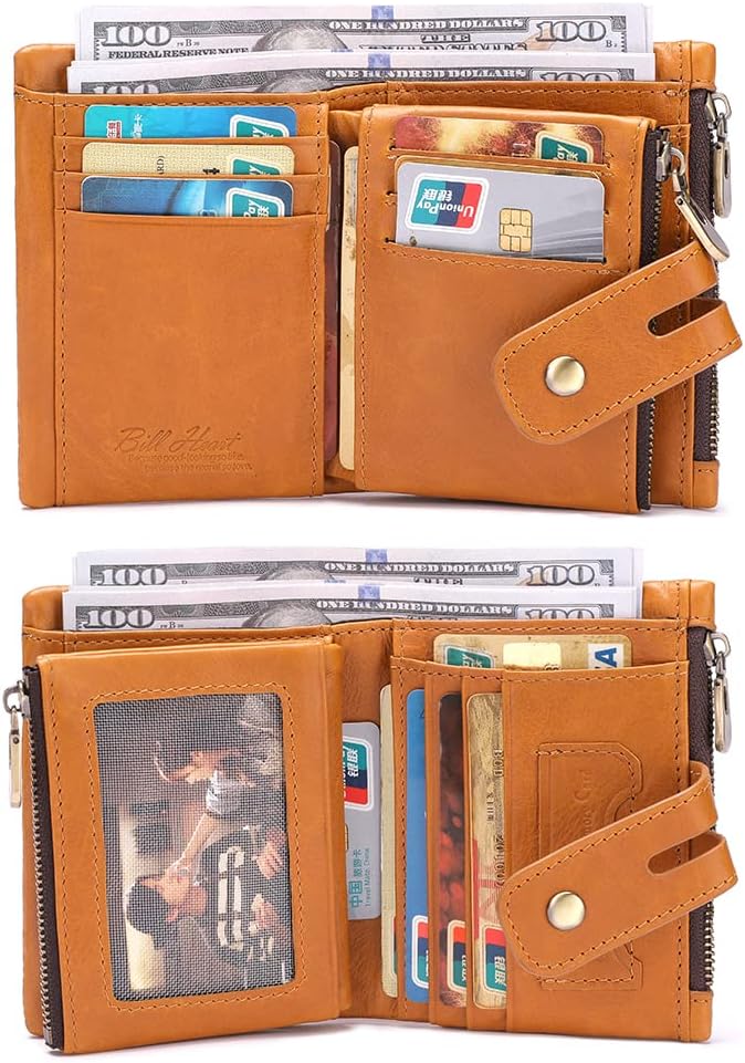 Mens Wallet with Chain Genuine Leather Purse RFID Blocking Biker Bifold Wallet with Anti-Theft Chain - Image 6