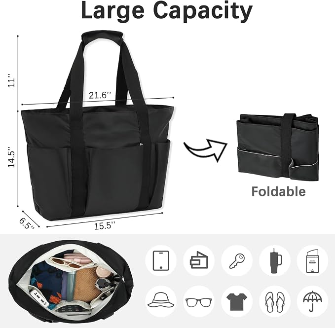 Fammart Mesh Beach Bag for Women, Large Beach Toy Pool Bag with Zipper Pocket, SandProof Cruise Essentials 2026 Family Travel - Image 5