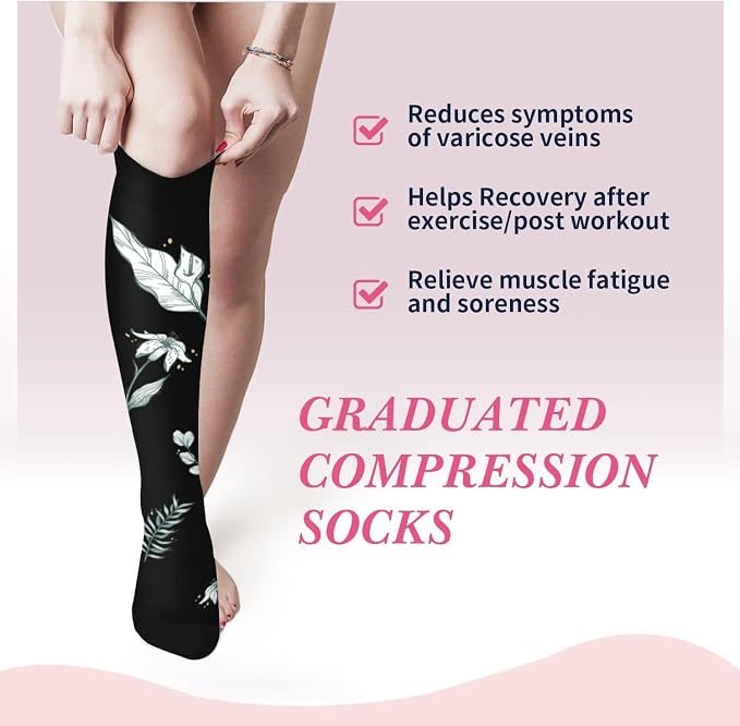 Sooverki Compression Socks for Women & Men 6 Pairs is Best Supportive Knee High Stockings for Circulation, Travel, Nurses - Image 4