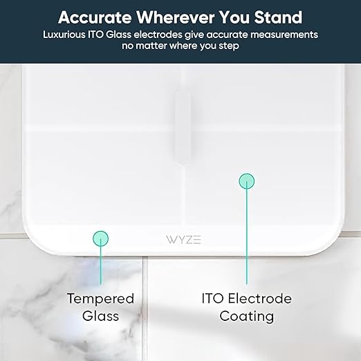 Wyze Smart Scale X Digital Bathroom Scale for Body Weight and Fat(White) | BMI Muscle Mass Body Composition Scale, ITO Glass, Baby/Pet/Luggage Modes, Batteries Included, Syncs with Fitness Apps - Image 3