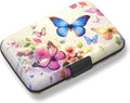 Credit Card Holder, Colorful Butterfly Mini RFID Small Aluminum Card Wallet | Blocking Slim Metal Business Card Case, RFID Blocking Front Pocket Wallet Hard Case Durable CC Holder for Women Girl by ToLuLu