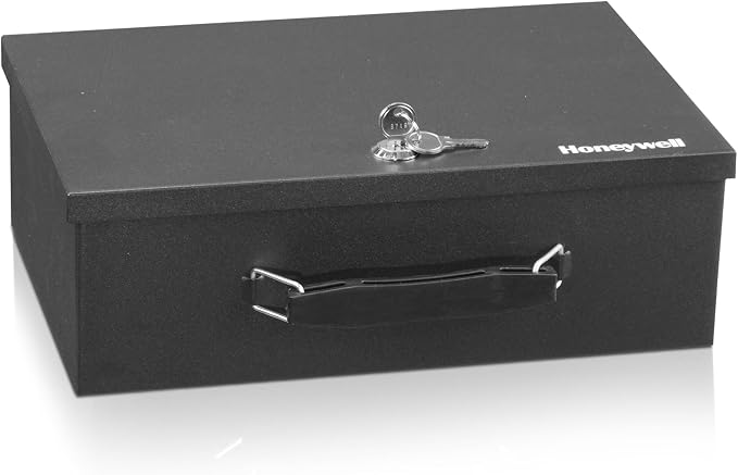 Honeywell Safes & Door Locks - Small Safe Box for Home - Fire Resistant Documents Lock Box with Keys - Steel Security with Key Lock for Personal Items, Jewelry, Money - 0.17 Cubic Feet - Black - 6104 - Image 2