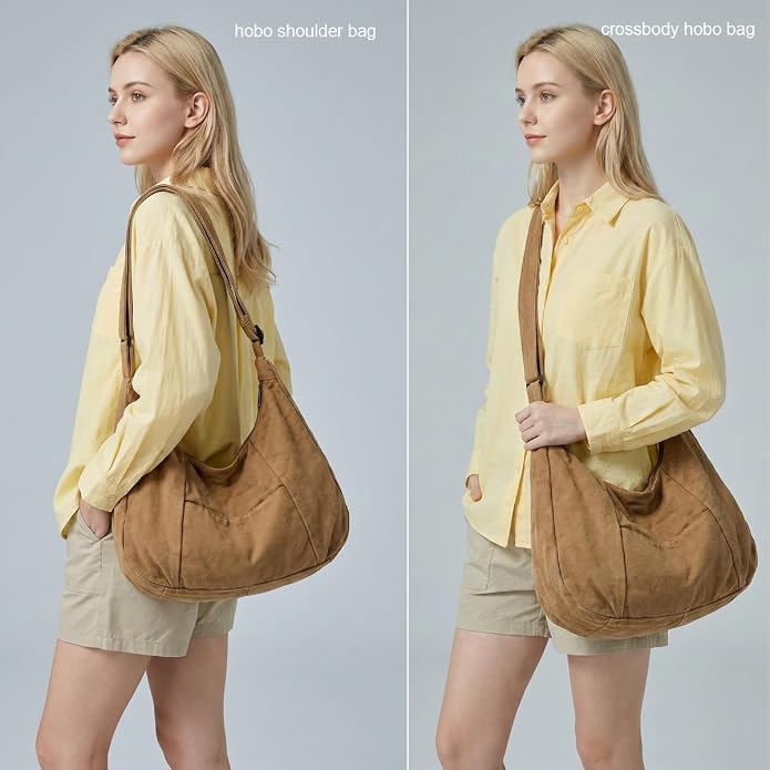 Canvas Hobo Crossbody Tote Bag for Women and Men Messenger Bags | Canvas Tote Bag With Zipper,Canvas Crossbody Bag,Canvas Hobo Bag,Shoulder Bag for Women,Travel Work College Purse Handbag - Image 3