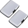 Mayski 2 Pack Credit Card Holder for Women RFID Blocking Wallet, Silver | Card Wallets for Women Small Mini Business Metal Accordion Aluminum Alloy Hard Case for Men by SLIMELEGANCEPERSONIFIED