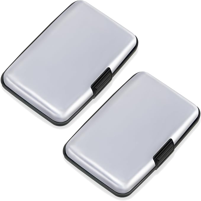 Mayski 2 Pack Credit Card Holder for Women RFID Blocking Wallet, Silver | Card Wallets for Women Small Mini Business Metal Accordion Aluminum Alloy Hard Case for Men by SLIMELEGANCEPERSONIFIED