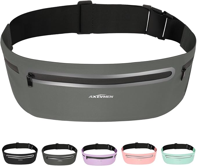 Running Belt for Women & Men-Ultra Light Slim Running Belts | Water-Resistant Phone Holder, 5 Pockets, Adjustable Waist Strap & Reflective Safety for Running, Hiking & Fitness by GLOVES