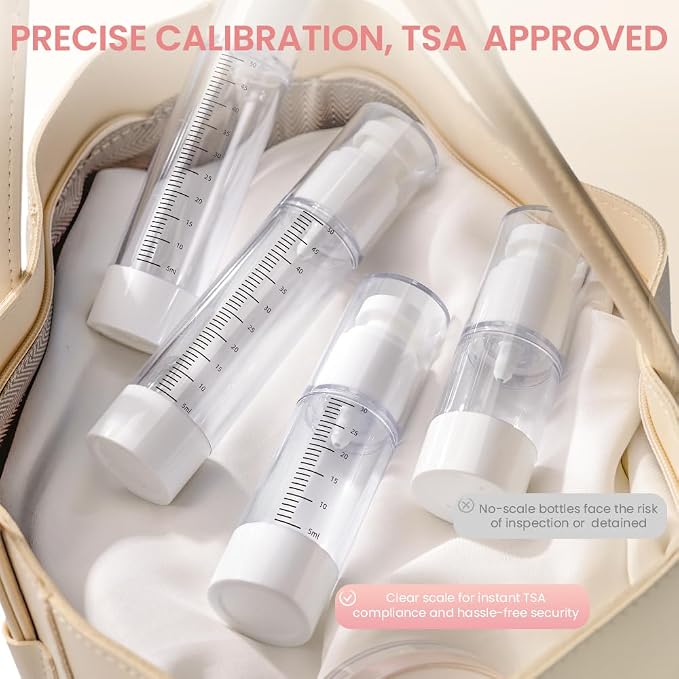 Travel Bottles Kits for Toiletries, TSA Approved Container 7 Pcs | Graduated Vaccumn, Leak-Proof, Squeezable, Refillable, Sets with Labels, For Toiletries - Image 6