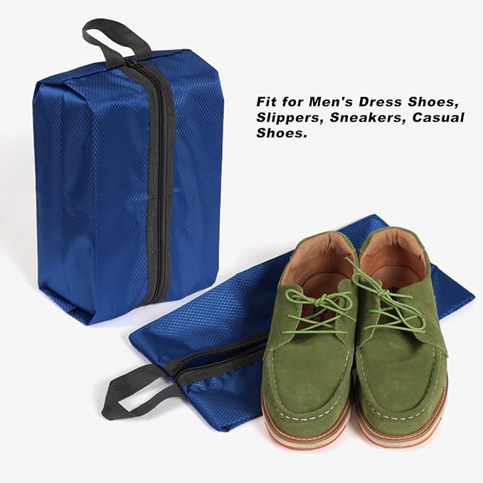 Washable Shoe Bags for Travel, 4 Pack Blue, Nylon and Oxford Fabric, Zipper Closure - Image 9
