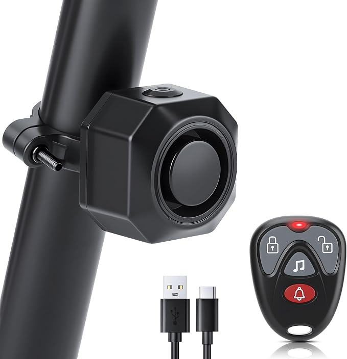Max 110dB Bike Alarm,Bike Alarms For Ebikes Rechargeable Motorcycle Alarm With Remote,7 Levels Sensitivity Bicycle Alarm, Anti Theft Bicycle Alarm& Ebike Alarm For Car Motorcycle Scooter Ebike by ROCKBYEPoweringYourRide