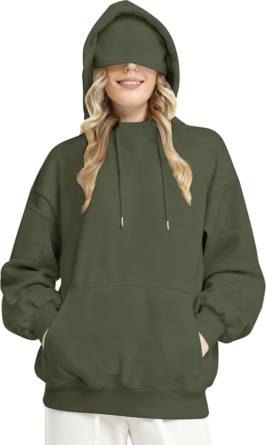 Unisex Travel Hoodie with Eyemask Fleece Sweatshirt Fall Winter | Airplane Hoodie with Multi Pockets & Eye mask Womens Sweatshirts Comfort Pullover Fleece Sweaters Fashion Tops for Couples by Eocicvvi