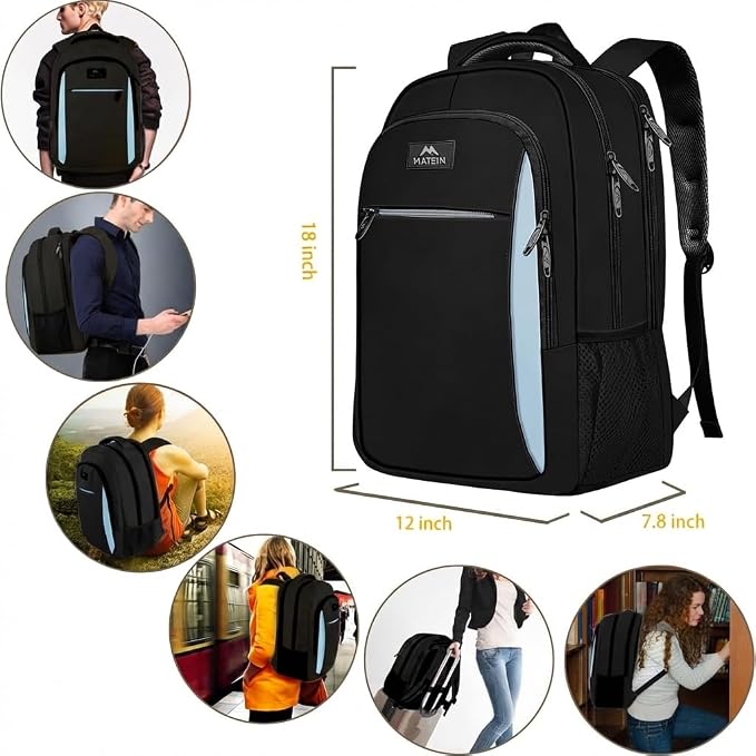 MATEIN Business Travel Laptop Backpack for Men, Anti Theft Slim Sturdy Bag | Fits 15.6 Inch Notebook, Water Resistant, College Computer Backpack for Work, Personal Item Bag, Gifts for Women & Men - Image 3