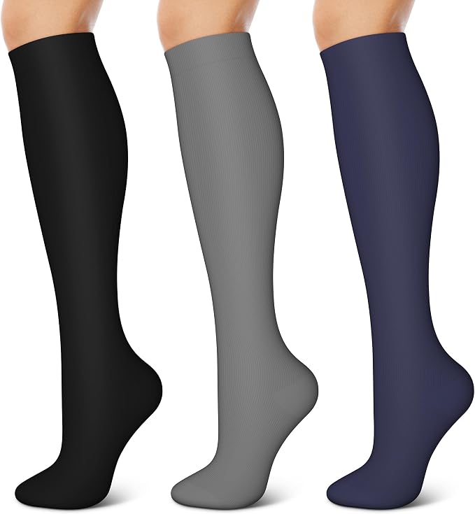 3 Pack Compression Socks - Compression Socks Women and Men, 15-20mmHg, Best for Nurses, Travel, Pregnancy by Unknown