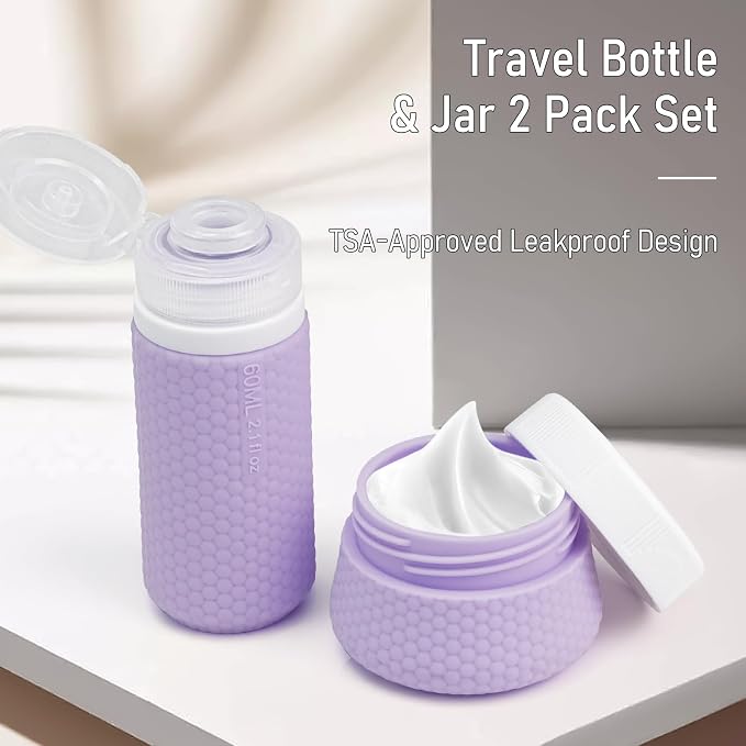 Travel Bottles for Toiletries, TSA Approved 2oz Leak Proof Travel Size Liquid Containers, BPA Free Refillable Silicone Squeeze Bottles for Shampoo Lotion and Conditioner (4 Pack) - Image 6