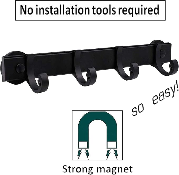 AUXPhome Magnetic BBQ Tool Rack, Universal Fridge Organizer Grill Cutlery Holder Towel Hanger - 4 Adjustable Rail Hooks Storage for Hanging Kitchen Utensils Tongs,Oven mitt,whisks,Hand Towel, etc. - Image 2