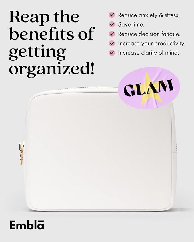 Embla Large Makeup Bag and Waterproof Nylon Travel Toiletry Bag, Large Capacity Cosmetic Zipper Pouch, White - Image 5