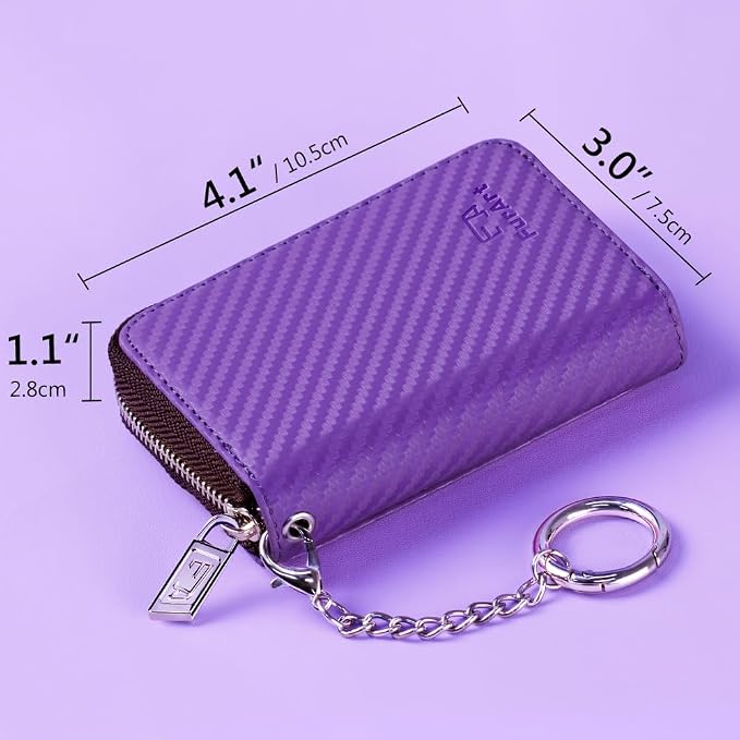 FurArt Zipper Wallet Women RFID Credit Card Holder keychain Wallet | ID Window RFID Blocking Compact Small business 15/16 slots - Image 6