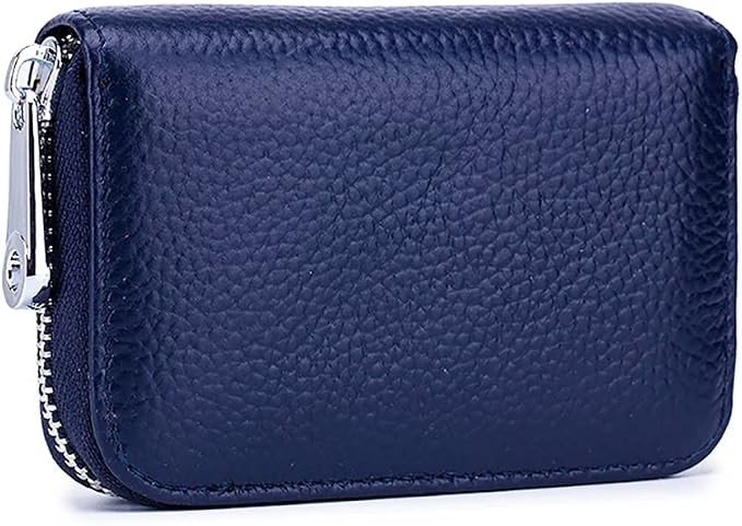 RFID Credit Card Holder Genuine Leather Credit Card Wallet with Zipper | RFID by EASTNIGHTS