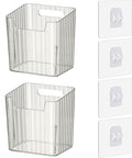 Lae Nuvole 2 Pack Adhesive Wall Storage Bins, Cabinet Door Organizer, Clear | 4 Adhesive Pads, No Drill, Renter Friendly, BPA-Free PET, Stackable; for Fridge, Kitchen, Bathroom, Countertops, Pantry by LaeNuvole