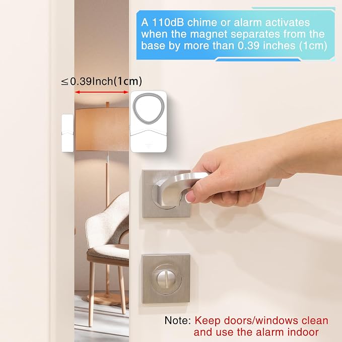 GREENCYCLE Door Window Alarm Sensors for Kids Safety/Home Security | Door Open Alarm,110dB Burglar Alert,4 Modes Battery Operated, for Business,Garage,Apartment,Doors and Windows Security - Image 6