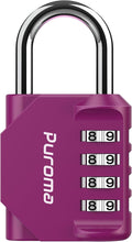 Puroma 1 Pack Combination Lock Locker 4 Digits Combo Padlock Gym Red-Violet | For School Gate Fence Toolbox Hasp Storage, Outdoor, Resettable, Weatherproof, Side Window, Crack Cut Resist, Hardened Steel by Puroma