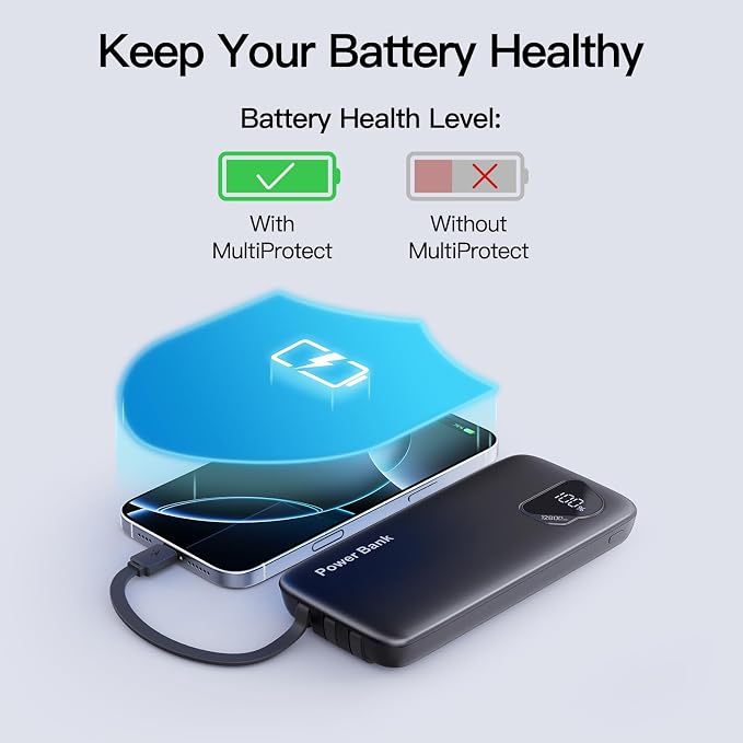2026 2-Pack 10000mAh Portable Charger Battery Pack with Built in Cables | Travel Essential, 4 Outputs 2 Inputs Slim Power Bank for iPhone 17/16/15/14, Samsung Galaxy S23/22, Pixel etc - Image 7