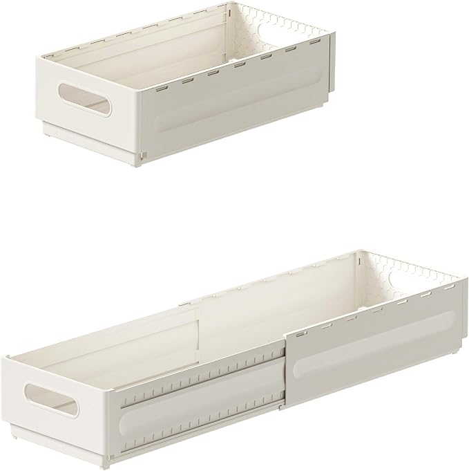 2 Pack Expandable Plastic Storage Boxes, Multi-Purpose Folding Organizer, Drawer Storage Divider For Bedroom, Kitchen And Snack Storage (m) by Reflygen