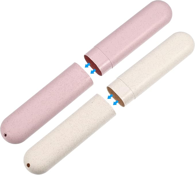 VOCOSTE 4Pcs Travel Toothbrush Case, Beige&Pink | Moisture-Proof Keeps Brush Fresh, Compact for Tight Bags, 4-Pack for Sharing, Essential for Family - Image 5