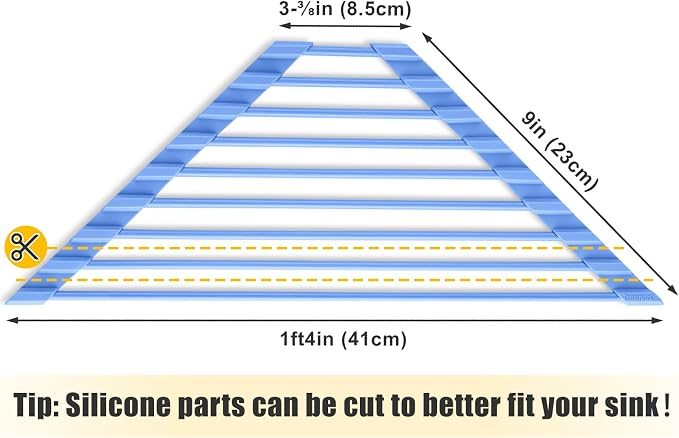 Tomorotec Triangle Roll Up Dish Drying Rack with Silicone Coating, Blue | 304 Stainless Steel with BPA-Free Silicone, Triangle Design Maximizes Sink Corner Space, Fits Compact Kitchens And RVs - Image 4