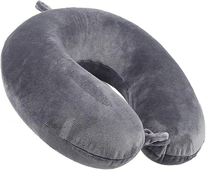 GDEOUP Travel Pillow 100% Pure Comfortable U Shape Memory Foam Pillows Neck and Head Support Portable Travel Neck Pillow Suitable for Planes Airplane for Traveling,Train,Self-Drivingng Car,(Grey) by GDEOUP