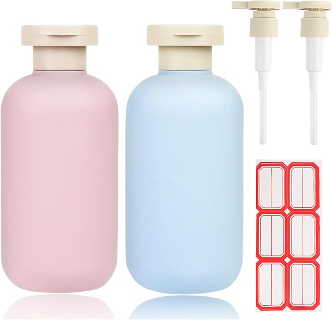 Shampoo and Conditioner Bottles, 6.8oz 2-Pack Travel Bottles | BPA Free, HDPE Material, Lockable, Leak-proof, Squeezable, 2-pack Pump Dispenser, for Wash Supplies by Unknown