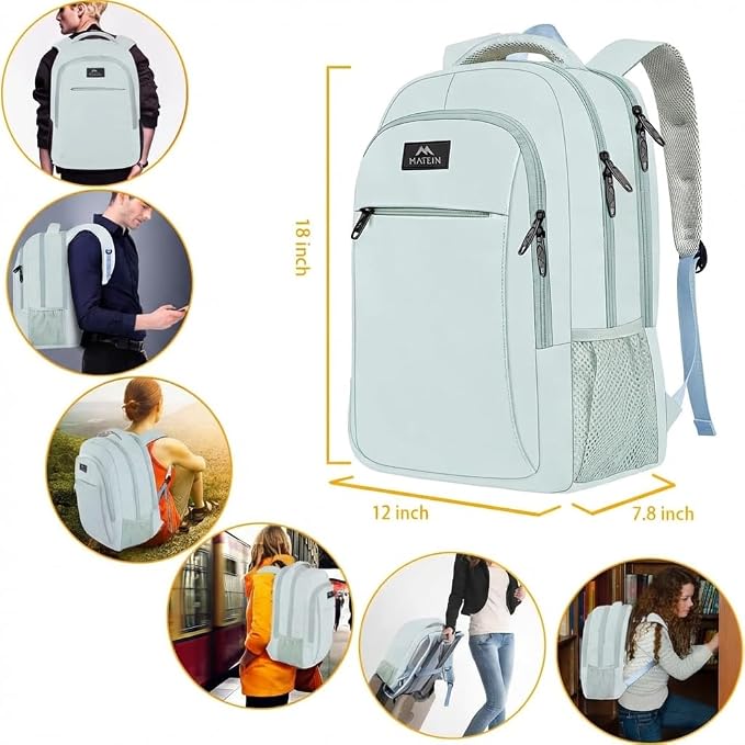 MATEIN Travel Laptop Backpack, Lightweight School Bookbag for Students | 15.6 Inch Computer College Daypack, Anti Theft Pocket, Water Resistant, Travel Luggage Strap, Gifts for Girls Boys - Image 6
