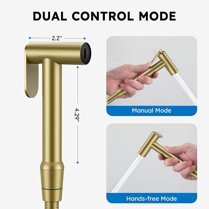 Arofa Built-in Hot and Cold Bidet Sprayer, Warm Water Bidet, Brushed Gold | Wall-Mounted Design, Dual Control Modes, Leak-Free Bidet Hose, Feminine/Baby/Pet Wash, Cloth Clean & Rinse, Stainless Steel - Image 2