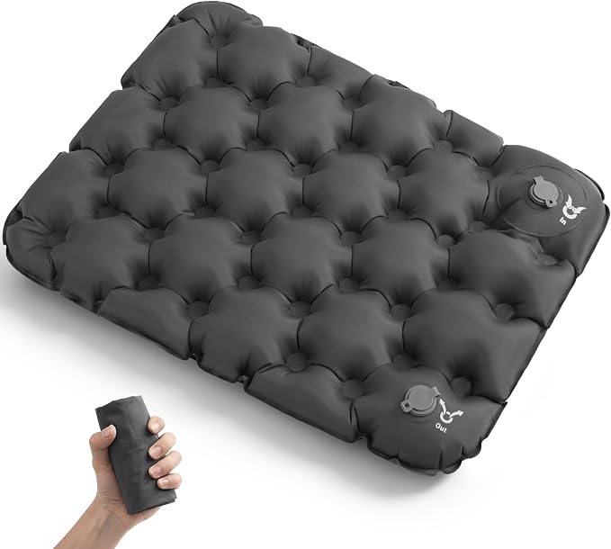 Inflatable Seat Cushion for Stadium & Travel, Built-in Pump Portable Air Seat Pad, Waterproof Bleacher Cushion for Air Travel, Camping, Soccer Games & Outdoor Events by Unknown
