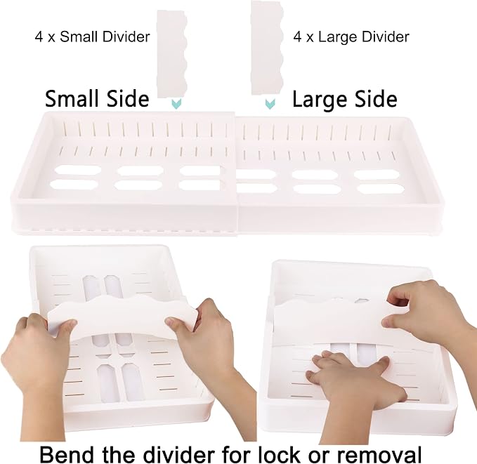 SWOMMOLY Expandable Food Container Lid Organizer for Kitchen Cabinet, White | Expands 13.8" to 25.2", Lid Holder with 8 Adjustable Dividers, 30 Writable Labels for Cabinets, Drawers and Pantry Storage - Image 5