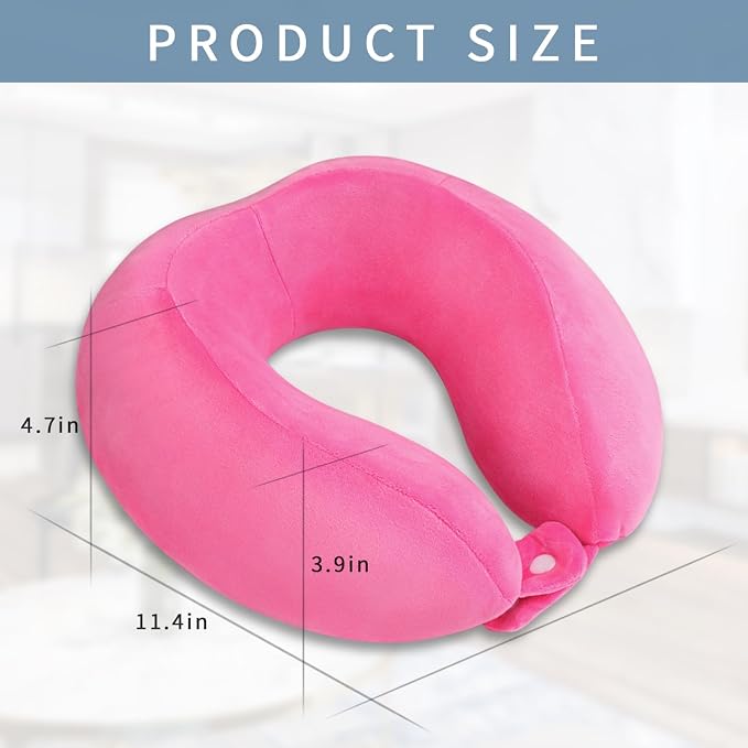 Neck Pillow Soft Memory Foam Travel Pillow Rose Red | Portable U Shaped, Headrest Neck Support, For Airplanes Sleeping, Office Trains Cars Camping Use - Image 5