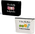 ZHAMEN 2Pcs Funny Crochet Knitting Makeup Bag Travel Essentials Organizer Cosmetic Bags by ZHAMEN