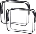 Clear Toiletry Bag Quart Size Bag 2Pcs Travel Makeup Cosmetic Bag PVC Toiletries Cosmetic Pouch for Women Men (M) by Cosywell