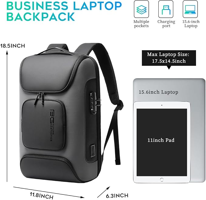 BANGE Business Laptop Backpack Fit for 15.6 INCH,Travel Backpack with USB Charging Port,Men Travel Backpack with Water Bottle Holder for Men and Women… - Image 4