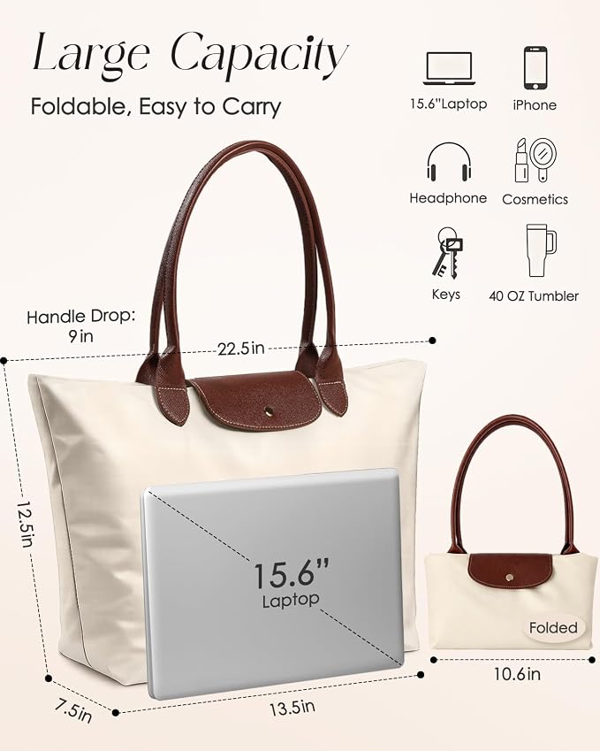 Miss Adola Aesthetic Nylon Tote Bag for Women | Lightweight, Foldable, Waterproof, Large Capacity for Travel, Work, Teacher - Image 3