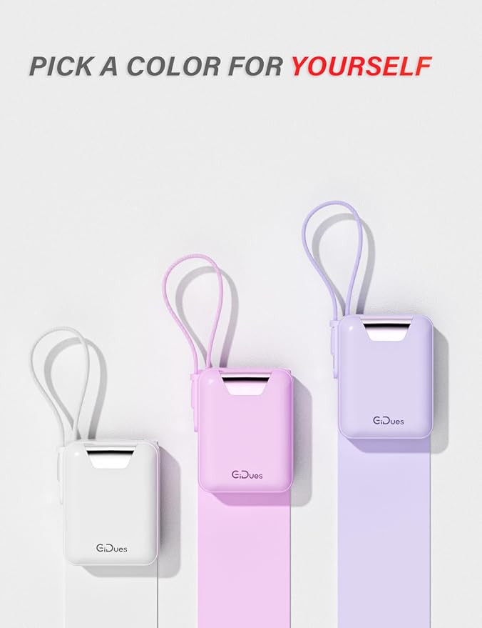 M1 Mini Portable Charger, 10000mAh Ultra-Compact Power Bank, 22.5W PD Fast Charging, Tpye-C Built-in Cable, Small External Battery Pack for iPhone, Samsung, Android iPad (White) - Image 6