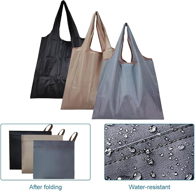 Reusable Grocery Bags 3 Pack, Foldable Shopping Bags for Groceries | Reusable grocery bags foldable for shopping, supermarket trips, travel, car storage, and everyday errands - Image 7