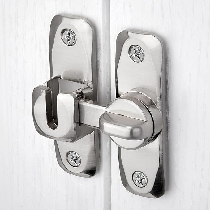 3 Pcs Silvery 90/180 Degree Sliding Door Latches,Right Angle Door Lock | Zinc Alloy Flip Latch,Barn Door Latch,Cabinet Lock,for bedroom,cabinet,drawer,Gardens,Wine Cabinet,garage,window,Pet Cage - Image 5