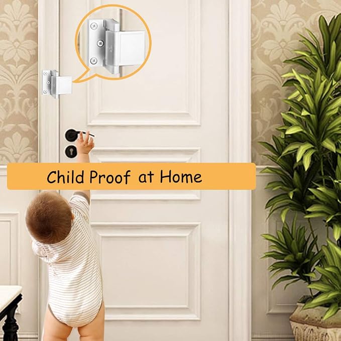 Home Security Door Lock,2 Pack Child Proof Door Reinforcement Lock with Upgraded Stainless Steel Screws for Inward Swinging Door,Privacy Door Latch Defend Home and Hotels - Image 3