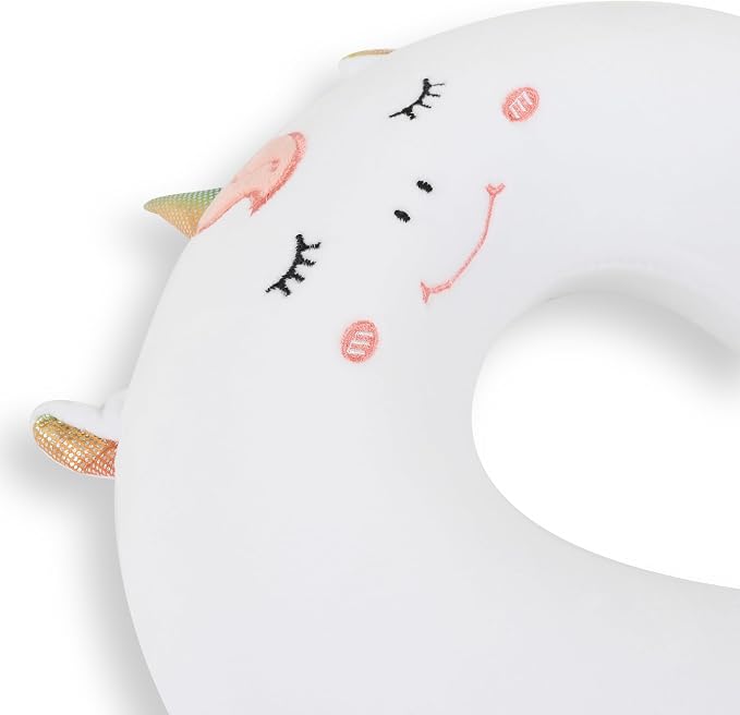 Sexysamba Cartoon Headrest & Neck Pillow for Kids Boys & Girls, Teens, Travel Accessories for Recline, Car, Airplane, Memory Foam Cute Travel Pillow with Sleep Eye Mask - White Unicorn - Image 5