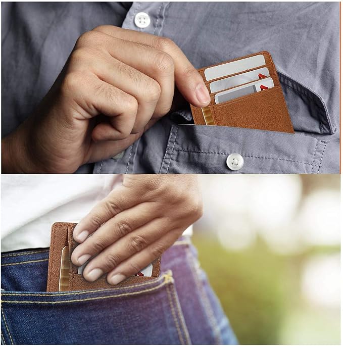 GH GOLD HORSE Slim RFID Blocking Card Holder Minimalist Leather Front Pocket Wallet for Women | Slim - Image 7