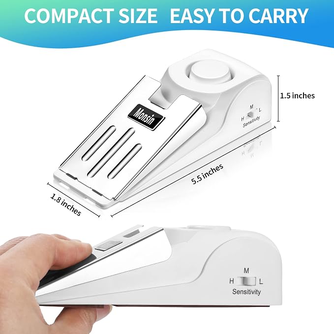 Door Stop Alarm, Door Stopper with 120DB Security Alarm, Floor Wedge Doorstop for Travel Apartment Home House (Pack of 1) - Image 4