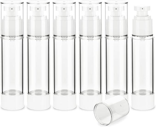 1.7OZ/50ML Clear Airless Pump Bottles, Lotion Dispenser Travel with Pump, Vacuum Plastic Travel Size Lotion Bottle for Foundation, Creams, Cosmetic(6 Pack) by Weareyourgoodpartners