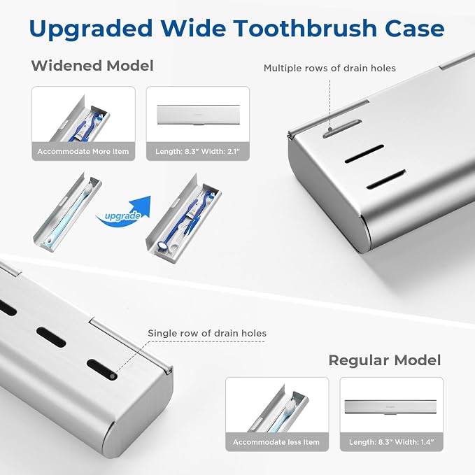 Wider Aluminum Toothbrush Travel Case, Portable Travel Toothbrush Holder, Durable Manual Toothbrush Box Container for Traveling, Bathroom, Camping, Business Trip-Not for 0.85oz Toothpaste - Image 7