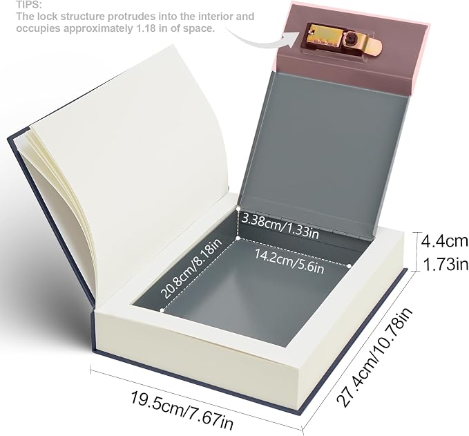 Large Decorative Book Safe with Combination Lock, 10.82"×7.67"×1.77" Hidden Storage Diversion Box for Cash, Phone, Passport, Valuables – Home Office Bookshelf, Coastal Hideaway - Image 4